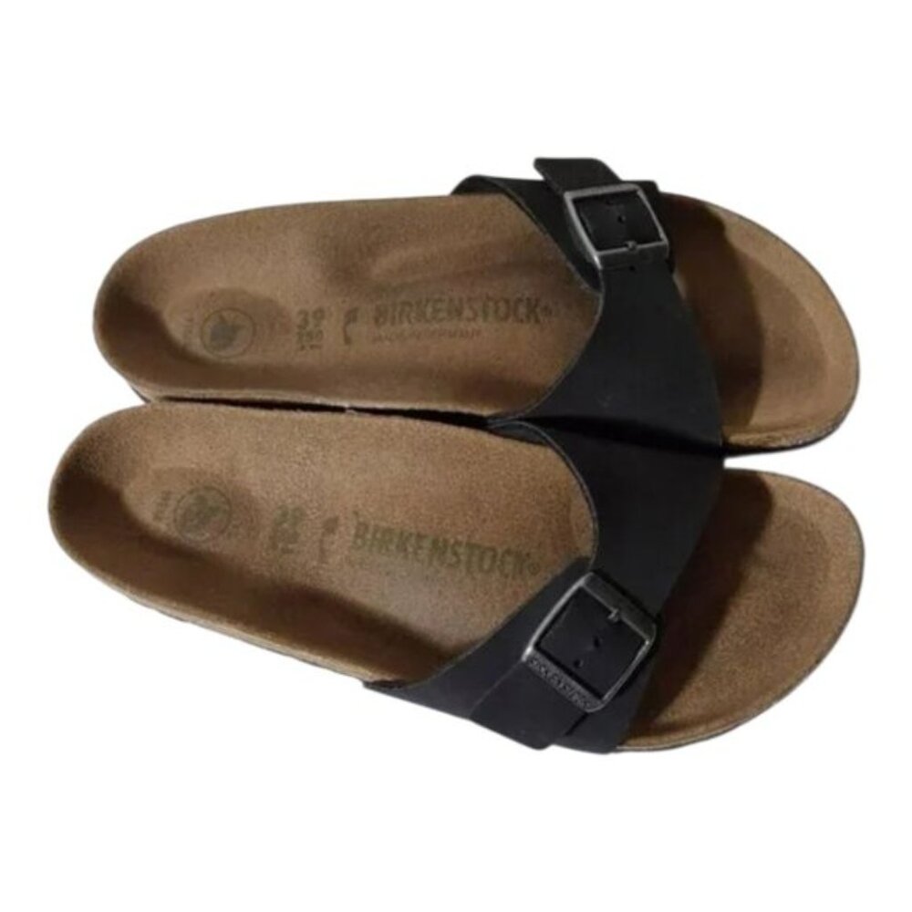 Birkenstock Madrid Vegan Synthetic Sandal in Black - 39 - Good Condition